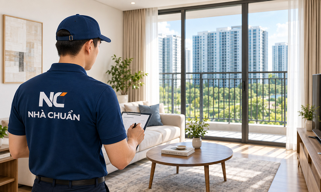 Nhân sự kiểm tra căn hộ bằng checklist